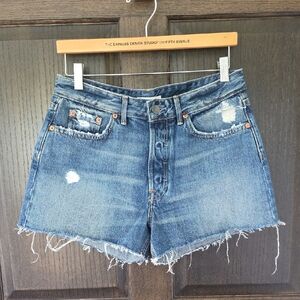 GRLFRND Helena Distressed Denim Shorts NWT